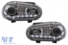 Fari LED DRL per VW Golf 4 09.1997-09.2003 Luci Marcia Diurna Cromato-image-6105374