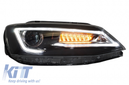 Fari LED DRL per VW Jetta Mk6 VI 11-17 Bi-Xenon Design Dynamic Flowing-image-6020978