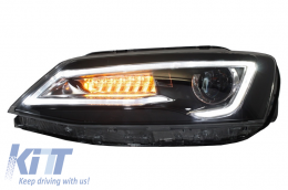 Fari LED DRL per VW Jetta Mk6 VI 11-17 Bi-Xenon Design Dynamic Flowing-image-6020979