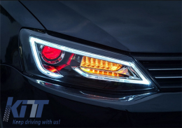 Fari LED DRL per VW Jetta Mk6 VI 11-17 Bi-Xenon Design Dynamic Flowing-image-6021077