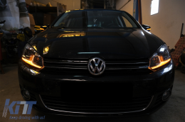 Fari Luci LED per VW Golf 6 VI 08-13 Facelift G7.5 Silver Flowing Dynamic LHD-image-6070444