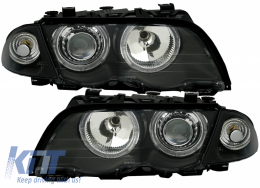 Fari per BMW 3 E46 Limousine Touring 05.1998-08.2001 Angel Eyes Nero-image-59380