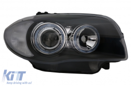 Fari per BMW Serie 1 E81 E82 E87 E88 2004-2011 Angel Eyes 2 Cerchi Halo Nero-image-59291