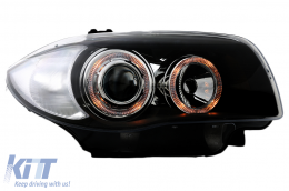 Fari per BMW Serie 1 E81 E82 E87 E88 2004-2011 Angel Eyes 2 Cerchi Halo Nero-image-6093231