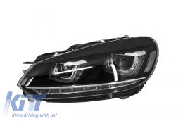 Fari per VW Golf 6 VI 08-13 3D DRL U-Golf 7 Look LED Flowing Turning Luce Diurne-image-6003219