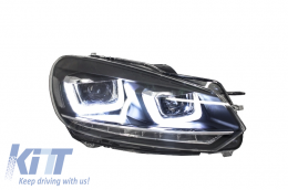 Fari per VW Golf 6 VI 08-13 3D DRL U-Golf 7 Look LED Flowing Turning Luce Diurne-image-6003220