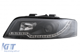 Fari Tube Light neri per Audi A4 B6 2000-2004-image-6105845