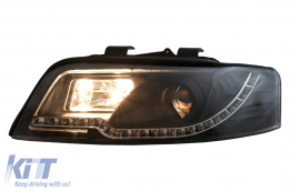 Fari Tube Light neri per Audi A4 B6 2000-2004-image-6105848