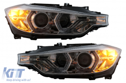 Fari XENON Angel Eyes per BMW 3 F30 F31 Berlina Touring 10.11-05.2015 Cromato-image-6104094