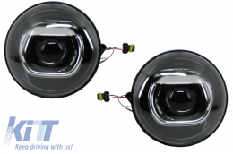 Faros Bi-xenón HID con Rejilla negra mate para JEEP Wrangler Rubicon JK 07-17-image-6025832