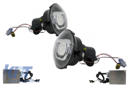 Faros Bi-xenón HID con Rejilla negra mate para JEEP Wrangler Rubicon JK 07-17-image-6025833