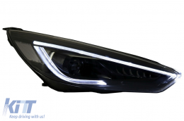 Fényszórók LED nappali menetfénnyel Ford Focus III Mk3 jobbkormányos (2015-2017) Bi-Xenon dizájn dinamikus futófényes irányjelyzőkkel Demon kinézet-image-6070541