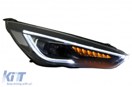 Fényszórók LED nappali menetfénnyel Ford Focus III Mk3 jobbkormányos (2015-2017) Bi-Xenon dizájn dinamikus futófényes irányjelyzőkkel Demon kinézet-image-6070544