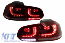 Feux Arrières Full LED pour VW Golf 6 R20 Look Dynamique Tournante Cerise Rouge-image-6033109