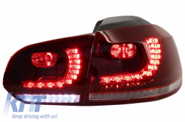 Feux Arrières Full LED pour VW Golf 6 R20 Look Dynamique Tournante Cerise Rouge-image-6033111