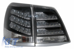 Feux arrières LED pour TOYOTA Land Cruiser FJ200 J200 08-11 Noir et Blanc--image-6037434