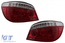 Feux LED pour BMW 5er E60 04.2003-03.2007 Rouge/Transparent LCI Facelift Look--image-6091636