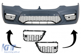 Fog Lamp Covers Side Grilles suitable for BMW 5 Series G30 G31 (2017-up) M5 Design Piano Black-image-6072093