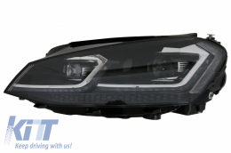 Front Bumper and LED Headlights with Sequential Dynamic Turning Lights suitable for VW Golf VII 7 (2013-2017) R-Line Look-image-6049845