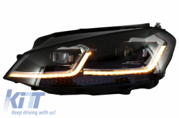 Front Bumper and LED Headlights with Sequential Dynamic Turning Lights suitable for VW Golf VII 7 (2013-2017) R-Line Look-image-6049849