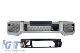 Front Bumper Black Headlights Covers LED DRL suitable for Mercedes G-Class W463 (1989-up) G65 Design-image-6031140