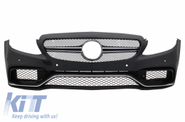 Front Bumper & Diffuser with Muffler Tips Black suitable for Mercedes C-Class W205 S205 (2014-2018) C63 Design-image-6068260