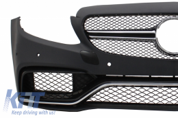 Front Bumper & Diffuser with Muffler Tips Black suitable for Mercedes C-Class W205 S205 (2014-2018) C63 Design-image-6068262