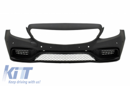 Front Bumper Diffuser with Muffler Tips Black suitable for Mercedes C-Class W205 S205 (2014-2018) C63 Design-image-6068282