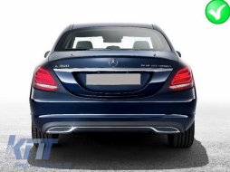 Front Bumper & Diffuser with Muffler Tips Black suitable for Mercedes C-Class W205 S205 (2014-2018) C63 Design-image-6068359