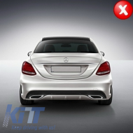 Front Bumper & Diffuser with Muffler Tips Chrome suitable for Mercedes C-Class W205 S205 (2014-2018) C63 Design-image-6068304