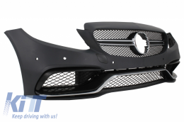 Front Bumper & Diffuser with Muffler Tips suitable for Mercedes C-Class W205 S205 (2014-2018) C63 Design-image-6068361