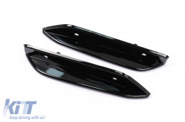 Front Bumper Flaps Side Fins Flacs suitable for Mercedes A Class W177 V177 (04.2018-2022) with Front Bumper Lip Extension A35 Design Black Edition-image-6063740