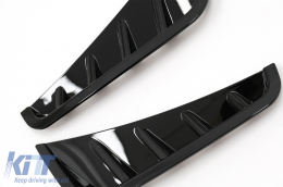 Front Bumper Flaps Side Fins Flics suitable for Mercedes C-Class W205 S205 Sedan T-Model Facelift (2018-2020) Piano Black-image-6084832