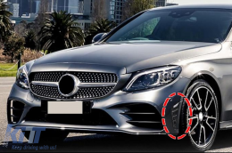 Front Bumper Flaps Side Fins Flics suitable for Mercedes C-Class W205 S205 Sedan T-Model Facelift (2018-2020) Piano Black-image-6085072