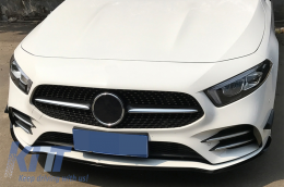 Front Bumper Lip Extension suitable for Mercedes A-Class W177 V177 (04.2018-2022) A35 Design Black Edition-image-6063463