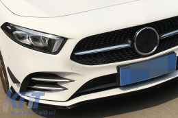 Front Bumper Lip Extension suitable for Mercedes A-Class W177 V177 (04.2018-2022) A35 Design Black Edition-image-6063465