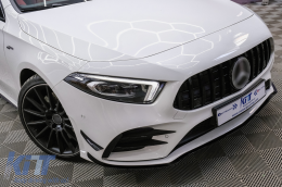 Front Bumper Lip Extension suitable for Mercedes A-Class W177 V177 (04.2018-2022) A35 Design Black Edition-image-6094924