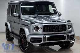 Front Bumper Lip Spoiler LED DRL Extension with Rear Bumper Diffuser suitable for Mercedes G-Class Facelift W463 W464 (2018-up)-image-6073219