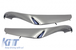 Front Bumper Splitters Fins suitable for Mercedes W222 S-Class S65 Design (2013-2017) Chrome Edition-image-6010815