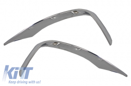 Front Bumper Splitters Fins suitable for Mercedes W222 S-Class S65 Design (2013-up) Chrome Edition-image-6010816