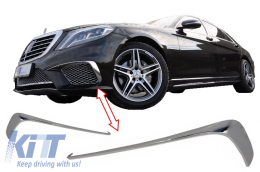 Front Bumper Splitters Fins suitable for Mercedes W222 S-Class S65 Design (2013-2017) Chrome Edition-image-6010824