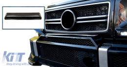 Front Bumper Spoiler LED DRL Extension and Upper Spoiler Lip suitable for Mercedes G-Class W463 (1989-2017) Black-image-6043696