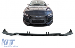 Front Bumper Spoiler Lip suitable for Audi A4 B9 8W S-Line (2016-2018) Piano Black Add-On-image-6078286