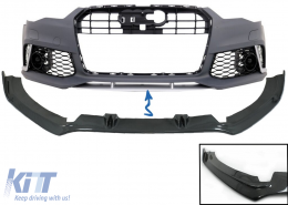 Front Bumper Spoiler Lip suitable for Audi A6 C7 4G RS6 (2011-2018) Real Carbon Add-On - FBSAUA64GRSC