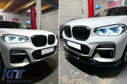 Front Bumper Spoiler Lip suitable for BMW X4 G02 X4M M Sport (2018-Up) Piano Black-image-6103894