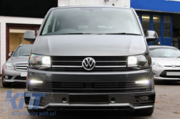 Front Bumper Spoiler with LED DRL Daytime Running Lights suitable for VW Transporter T6 (2015-up) Sportline Design-image-6052796