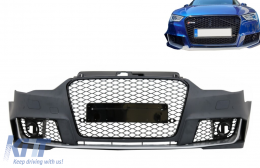 Front Bumper suitable for Audi A3 8V (2012-2015) Hatchback Sportback RS3 Brilliant Black Design-image-6092776