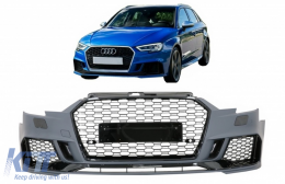 Front Bumper suitable for Audi A3 8V Facelift (2016-2018) Hatchback Sportback RS3 Brilliant Black Design-image-6068038