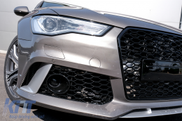 Front Bumper suitable for Audi A6 4G Facelift (2015-2018) with Rear Bumper Diffuser & Exhaust Tips RS6 Design only S-Line Bumper-image-6071799