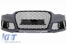 Front Bumper suitable for Audi A6 4G Facelift (2015-2018) and Rear Bumper Valance Diffuser With Exhaust Tips RS6 Design-image-6057051